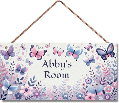Personalized Sign Vintage Butterfly Wall Decor For Kids Room Decoration Nursery Decor Party Decorations For Little Man Cave Wall Art Decor For Boys Room Girls Bedroom