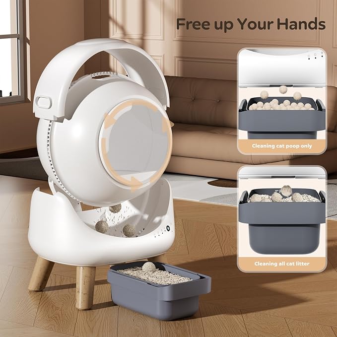 Self Cleaning Litter Box,Automatic Cat Litter Box for Multiple Cats,Robot with APP Control,Dual Safety Protection,Odor-Free Waste Disposal Includes Trash Bags,White-Mewly Pet