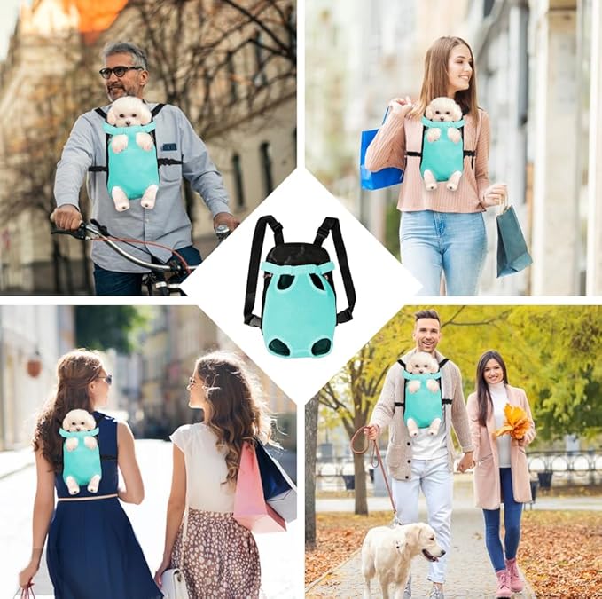 FEimaX Dog Carrier Backpack Pet Legs Out Front Cat Travel Bag, Adjustable Puppy Backpacks Carriers Hands-Free for Small Medium Dogs Cats Hiking Traveling Camping Daily Walking-Mewly Pet