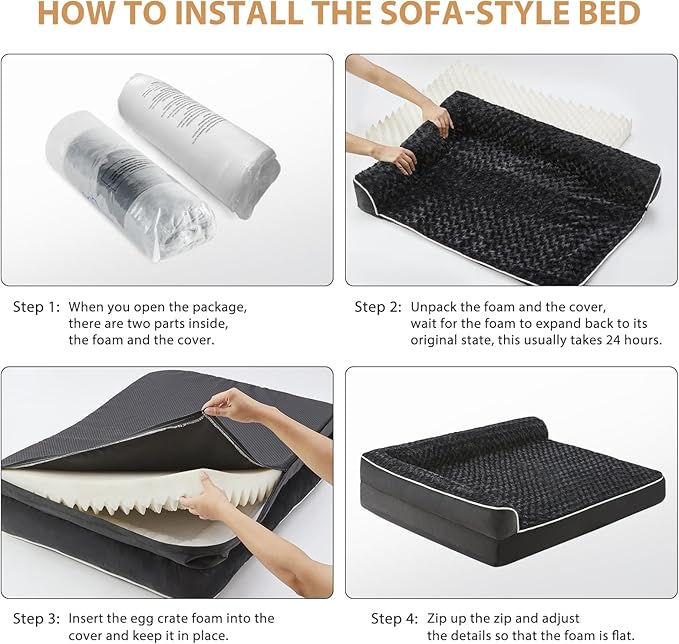 BFPETHOME Orthopedic Dog Beds for Large Dogs-Waterproof Sofa Dog Bed with Removable Washable Cover, Big Pet Bed with Waterproof Lining and Nonskid Bottom,Pet Bed for Large Dogs-Mewly Pet