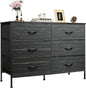 WLIVE 6 Drawer Dresser for Bedroom, Wide Fabric Dresser TV Stand for 50 Inches TV with Metal Frame, Wooden Top, Chest of Drawers, Dressers for Living Room, Hallway, Charcoal Black Wood Grain Print