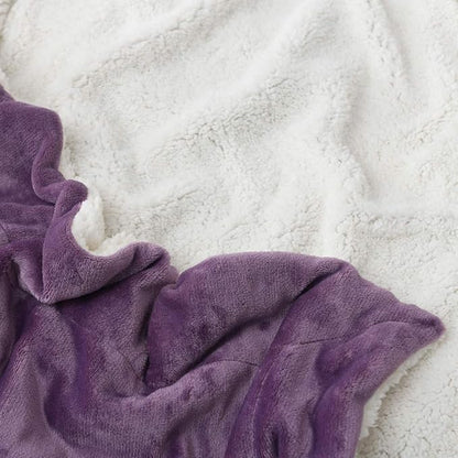 NANPIPER Flannel Blanket Reversible Sherpa Throw Blanket Super Soft Fuzzy Plush Microfiber (50"x60" Cassis Purple)