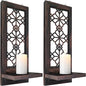 Set of 2 Candle Sconces, Farmhouse Accent Wall Sconce, Caramel Color Candle Holder Wall Decorations for Home Décor, Living Room, Dining Room.(15 x6 in)