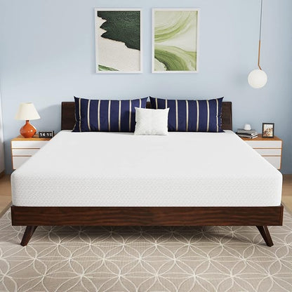PayLessHere 10 Inch Bamboo Charcoal Gel Memory Foam Mattress CertiPUR-US Certified Removable Soft Cover King mattresses for Bed Frame, Bunk Bed, Trundle, Daybed,White