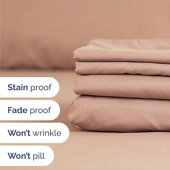 Twin XL 4 Piece Sheet Set - Comfy Breathable & Cooling - Ultra Soft Hotel Luxury Bedding Set w/ 8-16 Inch Deep Pockets - 1 Flat & 1 Fitted Sheet & 2 Pillowcases - Wrinkle Free and Easy Care - Mauve