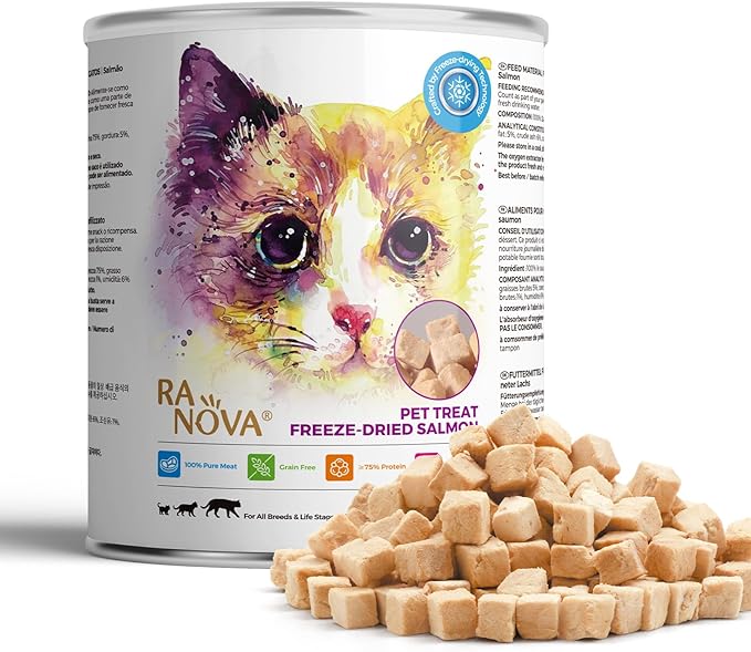 Freeze Dried Cat Treats - 100% Salmon Grain Free Raw - Natural Balance Limited Ingredient High Protein Cat Snacks 115g/4.1oz - Picky Eater Challenger-Mewly Pet