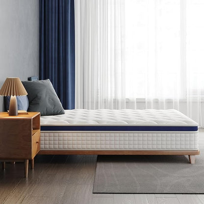Full Mattress 10 Inch - Hybrid Mattress Bed in a Box, Medium Firm Support, Pressure & Pain Relief for All Sleepers, CertiPUR-US Certified, Fiberglass-free, Reinforced Edge Support, Motion Isolation
