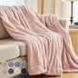 The Connecticut Home Co Throw Blanket for Couch, Soft Fluffy Room Decor, Cozy Warm Throws for Bed, Couches, Gifts for Women, Bedroom Cute Aesthetic Blankets Faux Fur and Sherpa, 65x50, Dusty Rose