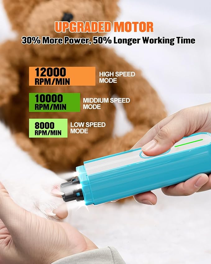 Super Powerful Dog Nail Trimmers and Dog Nail Clippers Combo, Ultra Quiet, 3 Speeds, 4 Bright Lights, with Travel Lock, for Small, Meddium and Large Dogs, Cats and Small Animals-Mewly Pet