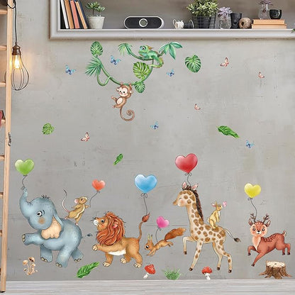 Animal Wall Stickers Decals Kid Room Nursery Baby Bedroom Décor (Animal Love Balloon)
