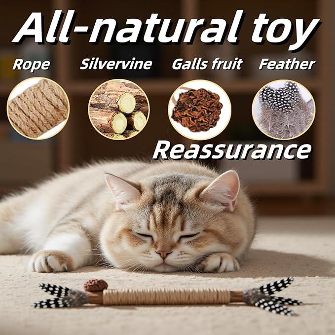 Cat Toys 12PCS Catnip Toy for Indoor Kitten Treat Cats Chew Stick for Dental Cleaning Teeth Kitten Silvervine Rope Kitty Feather Snack for for Kick Molar Scratch Self Play Interactive Boredom-Mewly Pet