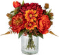 Peony Fake Fall Flowers in Vase Fall Table Centerpiece Faux Floral Arrangements Centerpiece Autumn Artificial Flowers with Vase Fall Flower Centerpieces for Tables Orange Silk Flowers in Vase