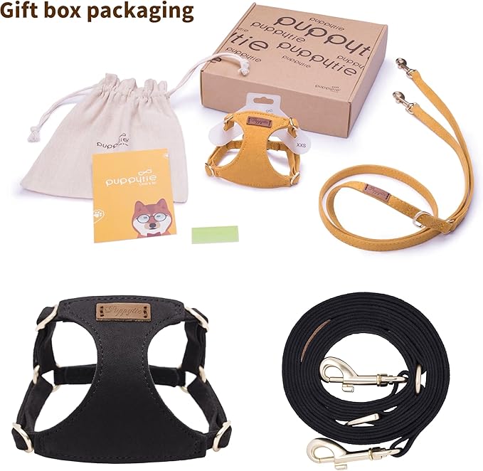 Puppytie No Pull Small Dog Harness with Multifunction Dog Leash,Lightweight Soft Adjustable No Choke Escape Proof Pet Harness Vest Pet Harness Vest,Black,M-Mewly Pet