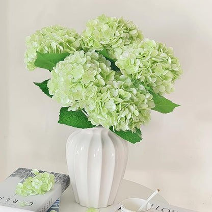 6 Pcs Real Touch Green Hydrangea Artificial Flowers with Stems, Fake Silk Flowers for Outdoors, Artificial Flowers for Home Decor Wedding Bouquets Centerpieces Vase