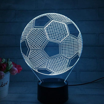 AZIMOM 3D Illusion Lamp Soccer Decor Night Light 7 Colors Changing Led Night Light for Kids Smart Touch Optical Illusion Bedside Lamps Bedroom Home Decoration Boys & Girls Women Birthday Gifts