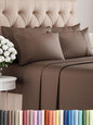 Cal King 6 Piece Sheet Set - Comfy Breathable & Cooling - Ultra-Soft Hotel Luxury Bedding Set with 8-16 Inch Deep Pockets - 1 Flat & 1 Fitted Sheet & 4 Pillowcases - Wrinkle Free & Easy Care - Brown