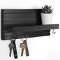 Decorative Key Holder for Wall with Shelf, Entryway Shelf with Hooks Holds Leashes, Jackets and Glasses – Sturdy Wood Keyholder Entrance Hanger with Mounting Hardware (Black, Medium)