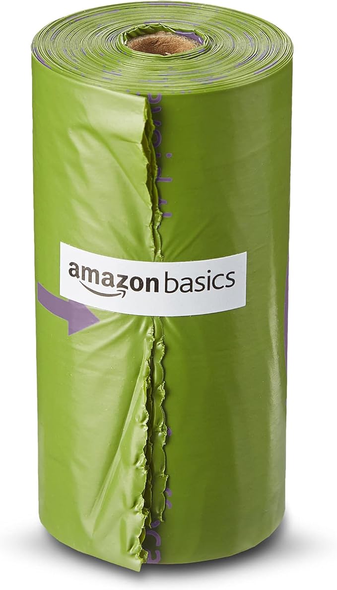 Amazon Basics Dog Poop Bags with Dispenser, 540 Count, Enhanced for Guaranteed Leakproof, Lavender Scented, Includes Leash Clip-Mewly Pet
