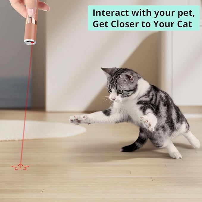 TBTeek Cat Toys for Indoor Cats, 2 Pieces, Rechargeable, 7 Adjustable Patterns, Interactive Kitten Pet Dog Red Dot Chase Light Toy for Cats Fun Playing Exercise(Rose Gold)-Mewly Pet