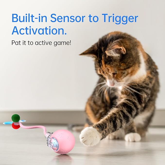 Interactive Cat Toys for Indoor Cats - Kitten Toy with Speedy Tail 2.0, Automatic Cat Toys for Bored Indoor Adult Cats, Motion-Activated, 2025 New Upgraded, USB Rechargeable (Pink)-Mewly Pet