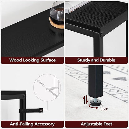 70.9'' Console Table with Power Outlet, Narrow Sofa Table, Industrial Entryway Table with USB Ports, Behind Couch for Entryway, Hallway, Foyer, Living Room, Black CTHB18E01