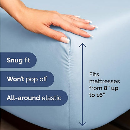 Twin Size 3 Piece Sheet Set - Comfy Breathable & Cooling Bed Sheets Set - Hotel Luxury Bedding for Women, Men, Kids, Teens, Boys & Girls - Deep Pockets, Soft and Wrinkle Free - Oeko-Tex - Light Blue