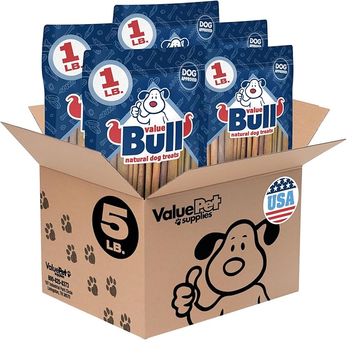ValueBull USA Collagen Sticks for Dogs, 4-6 Inch Varied Chews, Natural Long-Lasting Dog Treats, 5 Pound - Promotes Joint, Skin & Coat Health with Glucosamine and Chondroitin-Mewly Pet