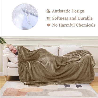 HOZY Soft Twin Size Blanket for All Season Lightweight Thermal Fleece Summer Autumn Fall Winter Spring Blankets for Twin/Twin XL Extra Long Bed Couch Sofa,66x90 Inches,Taupe
