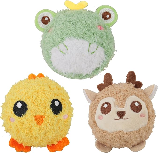 DKING 3Pack Squeaky Dog Balls,2 in1 Funny Puppy Ball Toys,Birthday Dog Toy for Small Medium Dogs (Farm Ball)-Mewly Pet