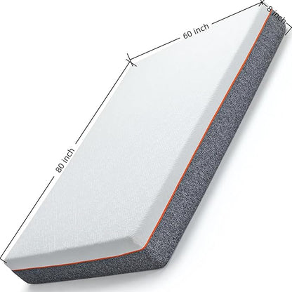 Marsail 8 Inch Queen Size Mattress, Cooling Gel Memory Foam, Fiberglass Free Breathable Cooling Bed Queen Mattress, Medium-Firm in A Box
