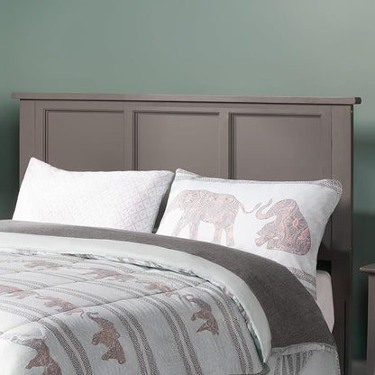 AFI, Madison Full Solid Wood Panel Headboard with Attachable Charger, Grey