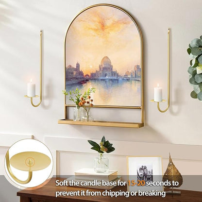 XAROO Gold Candle Sconces, Taper & Pillar Wall Candle Holder, Metal Sconces Wall Decor Set of 2, for Living Room, Entryway, Fireplace, Wedding, Gifts for Women, Men, Mom or Dad