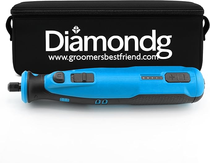 Diamondg Cordless Dog Nail Grinder with Quiet Sound & LED Tip for Large & Small Dogs, 4hrs. Runtime - Electric Dog Nail Trimmer, Heavy Duty Rotary Tool Alternative to Toenail Clippers & Filers-Mewly Pet