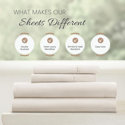 Linen Market Bed Sheets for California King Size Bed (Ivory) - Sleep Better Than Ever with These Soft and Cooling California King Sheets - Deep Pocket Fits 16" Thick Beds - 4 Piece Cal King Sheet Set