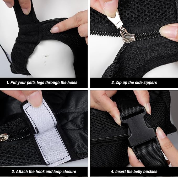 FEimaX Dog Carrier Backpack Pet Legs Out Front Cat Travel Bag, Adjustable Puppy Backpacks Carriers Hands-Free for Small Medium Dogs Cats Hiking Traveling Camping Daily Walking (Large, Black)-Mewly Pet