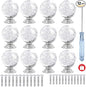 12 Pcs 30mm Round Shape Bubble Crystal Glass Cabinet Knobs with Screws Drawer Knob Pull Handle Used for Kitchen, Dresser, Door, Cupboard (Clear)