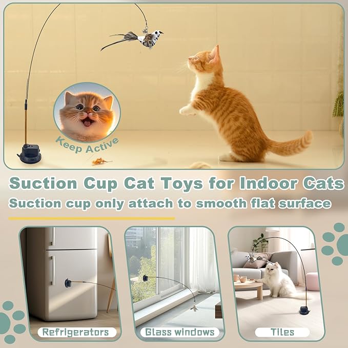 7-in-1 Interactive Cat Toys for Indoor Cats with Washable Adhesive Suction Cup, Hanging Cat Toys, Silvervine Stick and Sisal Chew Rope Catnip Teething Toy for Bored Kitten-Mewly Pet