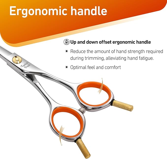 Fenice Peak 6'' Small Curved Scissors Lightweight Dog and Cat Grooming Scissors with Safety Round Tip JP440C Stainless Steel Sharp Blades for Body Facial Nose Ear and Paw Hair Easy Use-Mewly Pet