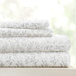 Linen Market Double-Brushed Patterned Microfiber California King Sheet Set 4 Piece – Oeko-TEX Certified Ultra Soft & Wrinkle-Free - 16" Deep Pocket Sheets Easy Care Cal-King Size - Vines Light Gray