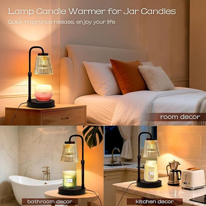Adjustable Candle Warmer Lamp with Timer: Height Adjustable Birthday Gift for Women for Scented Jar Candles - Safe, Flameless Lighting and Fragrance Warmer for Home Office Decor
