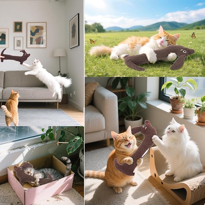 Cat Toy, Refillable Catnip Kicker Toy for Small, Medium, and Large Breeds, Cute with Soft Crinkle Pillow Toy, Fun for Indoor Kitten Kitty Chew and Play - 15 Inches-Mewly Pet