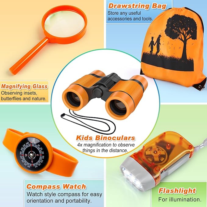 Kids Explorer Kit & Bug Catcher Kit, Camping Gear for Kids, Outdoor Exploration Set with Backpack & Binoculars, Ideal Outdoor Adventure Toys for Boys Girls 3-12-Mewly Pet