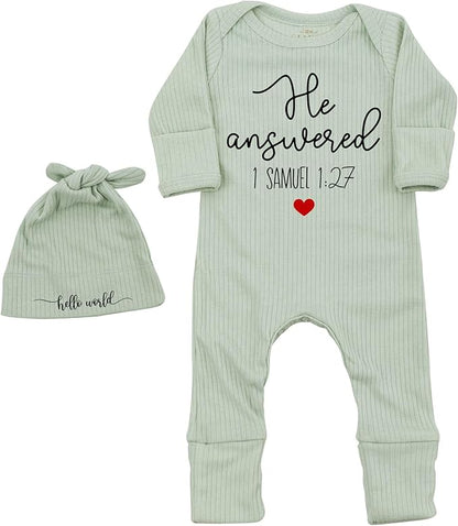 Little Answered Prayer Bodysuit Infant Romper Baby Announcement 0-3 Months Clothes Cute Religious Boys Girls Outfit