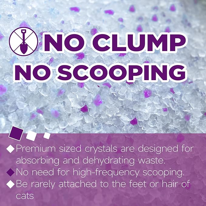 Made4Pets Cat Litter Crystals Kitty Litter Odor Control Crystal Litter Non Clumping No scooping Low Dust, Low Tracking, Lightweight, Dehydrates Waste,Lavender– 13.2 lbs (4 x 3.3 lb Packs)-Mewly Pet