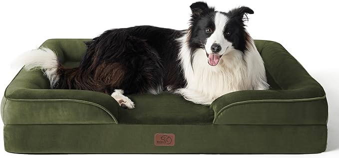 Bedsure Orthopedic Dog Beds Large Sized Dog - Washable Large Dog Cat Bed Waterproof, Comfort Dogs Couch Sofa with Washable Removable Cover, Pet Bed with Nonskid Bottom, Moss Green, 35"-Mewly Pet