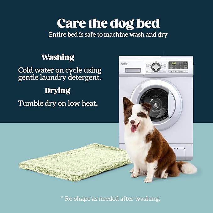 Stoutwool Indestructible Dog Bed - Fluffy Chew Proof Dog Crate Pad - Tough Kennel Pad for Aggressive Chewers - Washable, Ideal for Medium Breeds & Fits 30-Inch Crate - 29"x18", Gleam-Mewly Pet