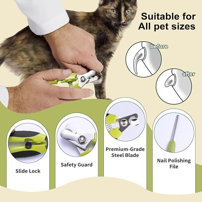 6 PCS Dog and Cat Grooming Kit, Versatile Tools Including Shedding Brush, Nail Clipper with Nail File, Slicker Brush, Dematting Comb-Mewly Pet