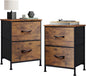 WLIVE Nightstand Set of 2, 2 Drawer Dresser for Bedroom, Small Dresser with 2 Drawers, Bedside Furniture, Night Stand, End Table for Bedroom, College Dorm, Rustic Brown Wood Grain Print