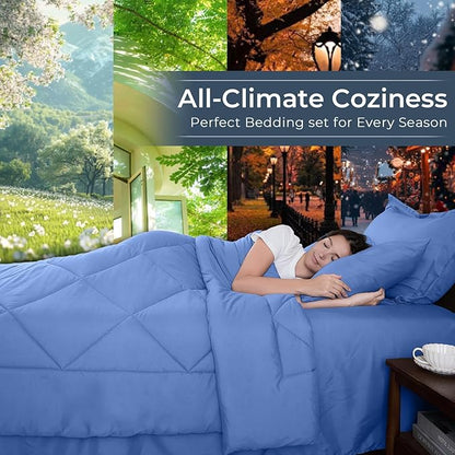 HEVUMYI Royal Blue Twin-XL Comforter Set - 5-Piece All Season Bed in a Bag Twin-XL, Ultra Soft Bedding Set with Comforter, Flat Sheet, Fitted Sheet, Pillowcases, Pillow Shams