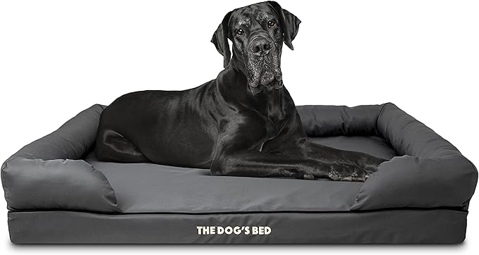 The Dog’s Bed, Dog Bed XXL Grey 51.5x39, Memory Foam, Pain Relief: Arthritis, Hip & Elbow Dysplasia, Post Surgery, Lameness, Supportive, Calming, Waterproof Washable Cover, Veterinary Approved-Mewly Pet